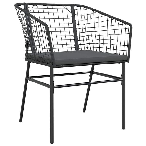 vidaXL Ensemble &agrave; manger de jardin et coussins 3 pcs noir rotin verre