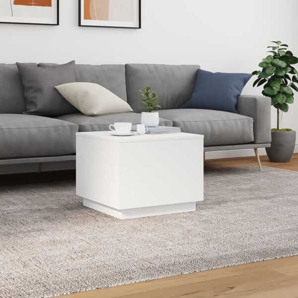 vidaXL Table basse avec lumi&egrave;res LED blanc 50x50x40 cm