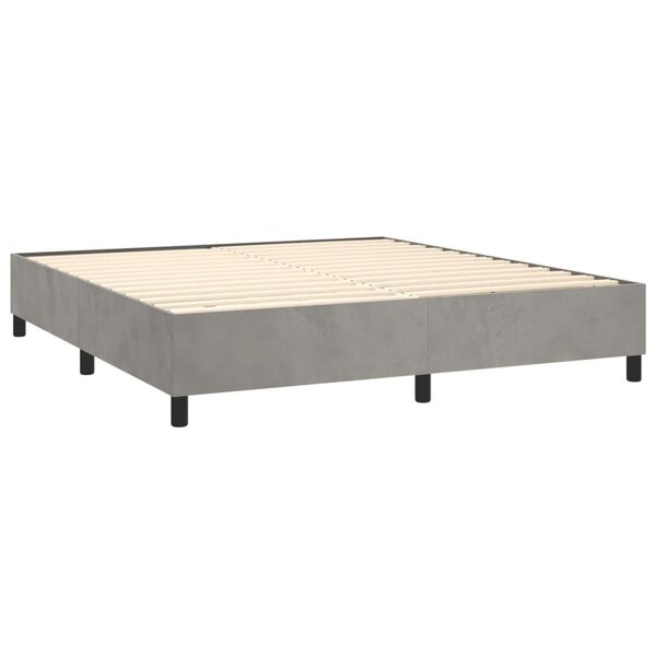 vidaXL Sommier &agrave; ressorts de lit gris clair 183x213 cm velours