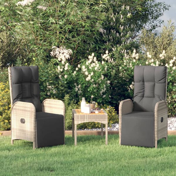 vidaXL Chaises inclinables d'ext&eacute;rieur et coussins lot de 2 Poly rotin