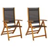 vidaXL Chaises pliables de jardin lot de 2 Bois d'acacia et textil&egrave;ne