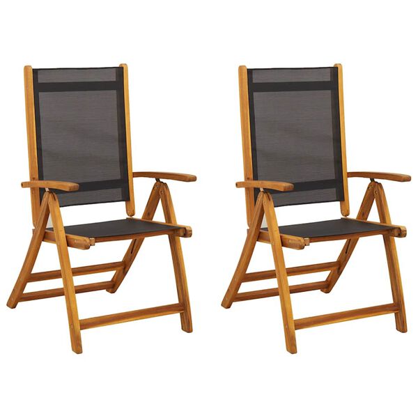 vidaXL Chaises pliables de jardin lot de 2 Bois d'acacia et textil&egrave;ne