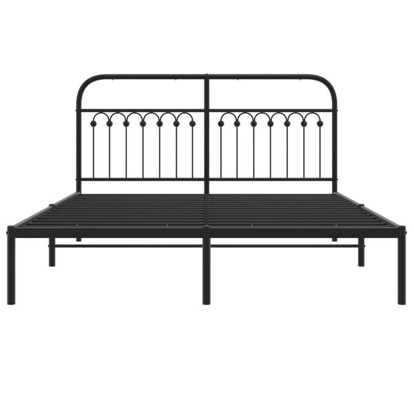 vidaXL Cadre de lit m&eacute;tal sans matelas avec t&ecirc;te de lit noir 150x200cm