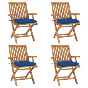 vidaXL Chaises pliables de jardin avec coussins lot de 4 Teck solide