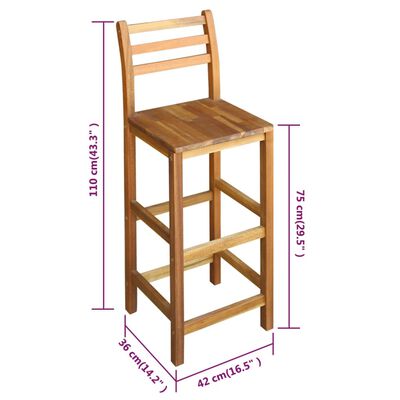 vidaXL Tabourets de bar lot de 2 bois d'acacia massif