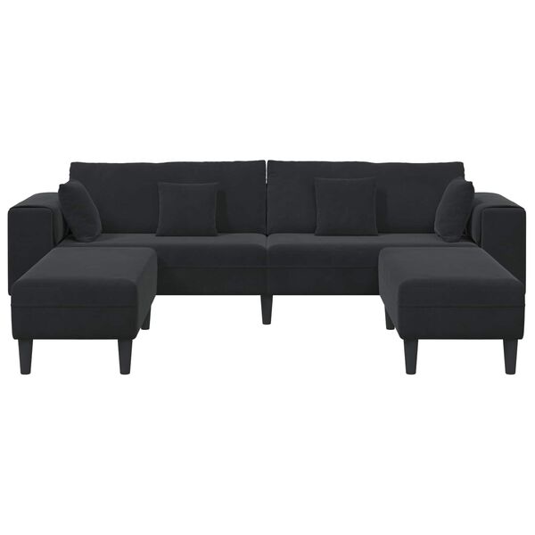 vidaXL Canap&eacute; avec coussin 3 pcs Noir Velours