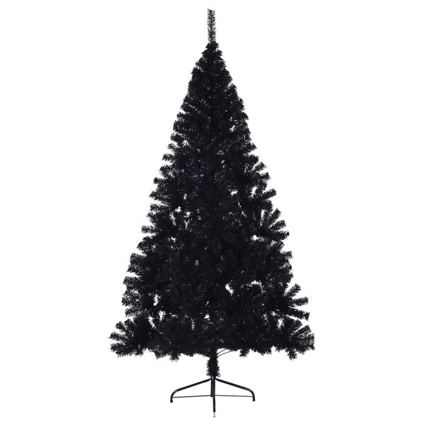 vidaXL Demi sapin de No&euml;l artificiel avec support Noir 210 cm PVC