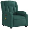 vidaXL Fauteuil inclinable de massage électrique vert foncé tissu