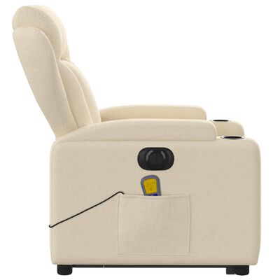 vidaXL Fauteuil inclinable de massage électrique crème tissu