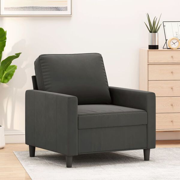 vidaXL Fauteuil Gris fonc&eacute; 60 cm Velours