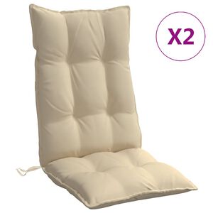 vidaXL Coussins de chaise &agrave; dossier haut lot de 2 beige tissu oxford