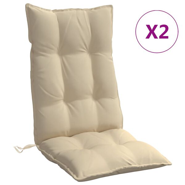 vidaXL Coussins de chaise &agrave; dossier haut lot de 2 beige tissu oxford