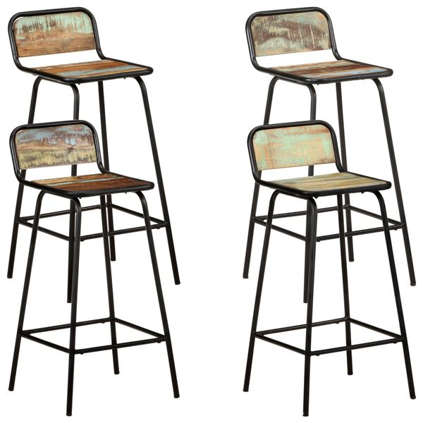 vidaXL Chaises de bar lot de 4 bois de r&eacute;cup&eacute;ration solide
