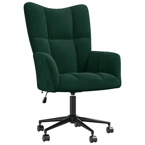 vidaXL Chaise de relaxation Vert foncé Velours