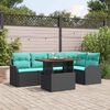 vidaXL Ensemble de canap&eacute; de jardin 6 pcs Noir et Bleu polyrotin