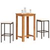 vidaXL Ensemble de bar de jardin 3 pcs marron bois massif acacia rotin
