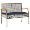 vidaXL Banc de jardin et coussin gris r&eacute;sine tress&eacute;e et bois d'acacia