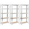 vidaXL Étagères à 5 niveaux 3 pcs Argenté Acier et bois d'ingénierie