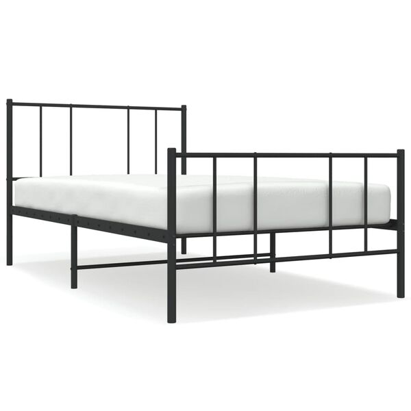 vidaXL Cadre de lit m&eacute;tal sans matelas et pied de lit noir 100x200 cm