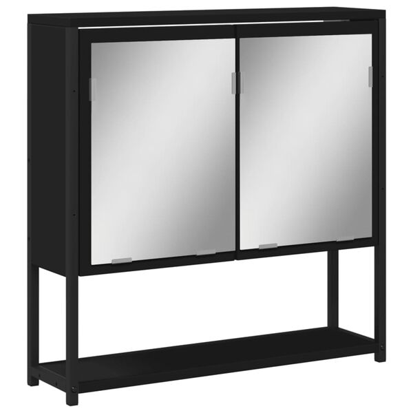 vidaXL Armoire à miroir de salle de bain noir bois d'ingénierie