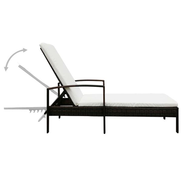 vidaXL Chaise longue avec coussin R&eacute;sine tress&eacute;e Marron