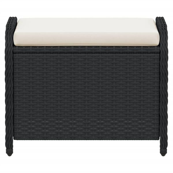vidaXL Tabouret de jardin avec coussin noir 58x46x46 cm r&eacute;sine tress&eacute;e