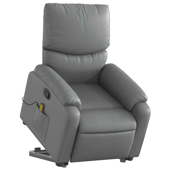 vidaXL Fauteuil inclinable de massage gris similicuir