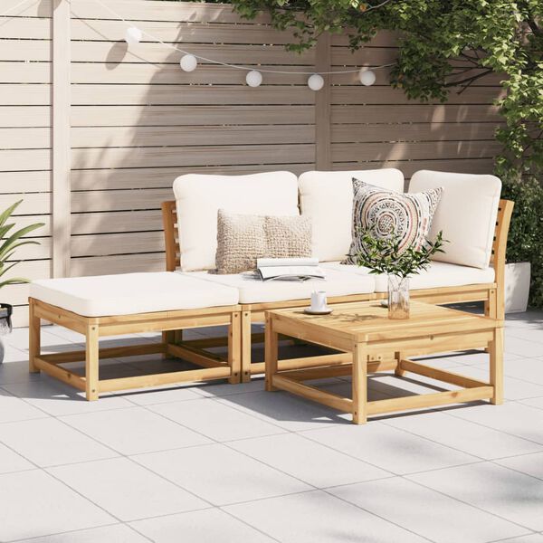 vidaXL Salon de jardin 3 pcs avec coussins bois massif d'acacia