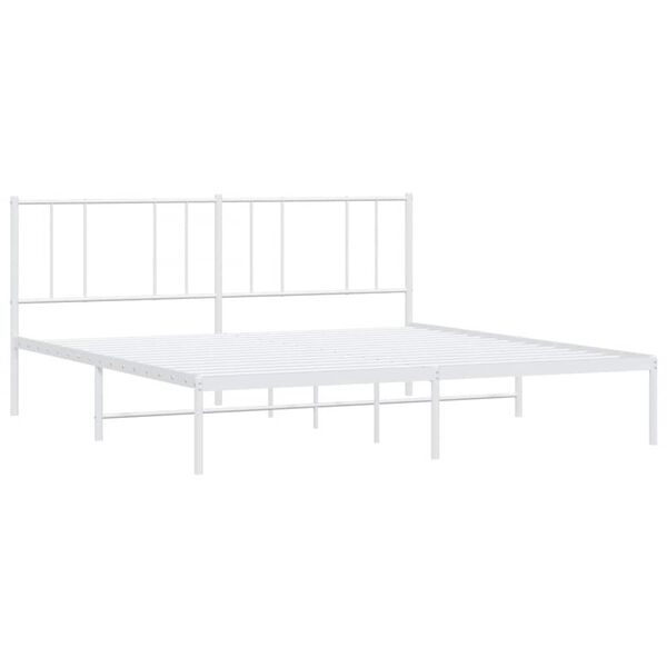 vidaXL Cadre de lit m&eacute;tal sans matelas et t&ecirc;te de lit blanc 183x213 cm