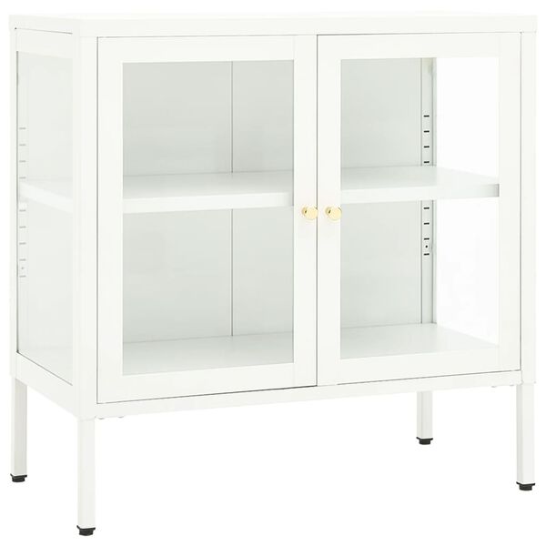 vidaXL Buffet Blanc 70x35x70 cm Acier et verre