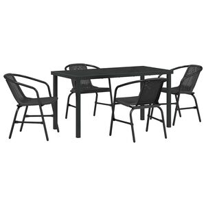 vidaXL Ensemble de salle &agrave; manger pour jardin 5 pcs Noir