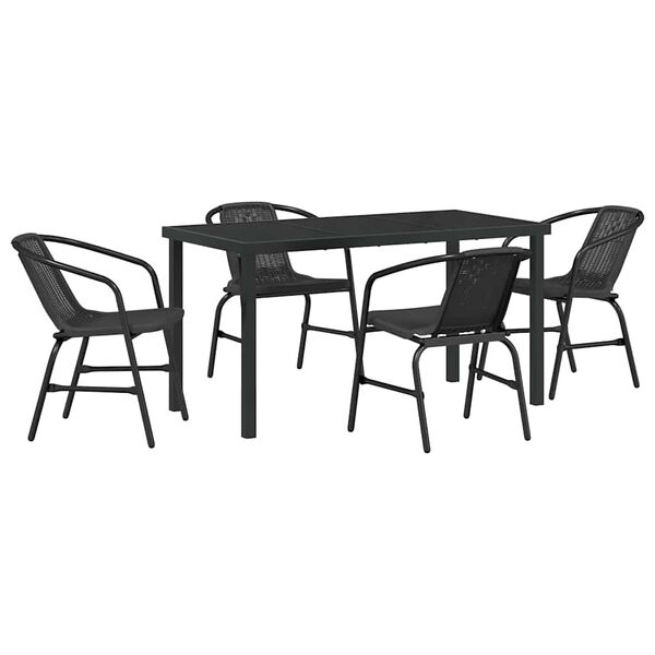 vidaXL Ensemble de salle &agrave; manger pour jardin 5 pcs Noir