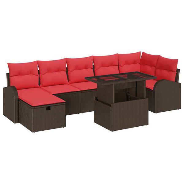 vidaXL Ensemble de canapé de jardin 8 pcs Marron Poly rotin