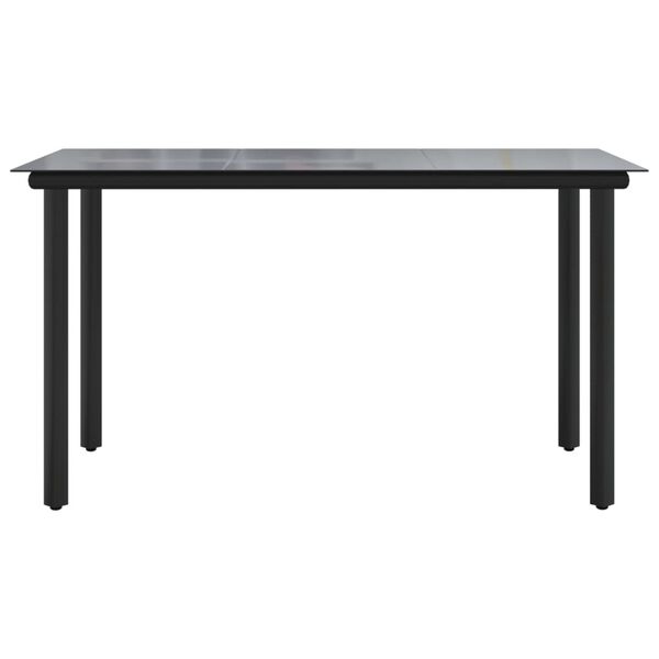 vidaXL Table à dîner de jardin Noir 200x100x74cm Acier et verre trempé