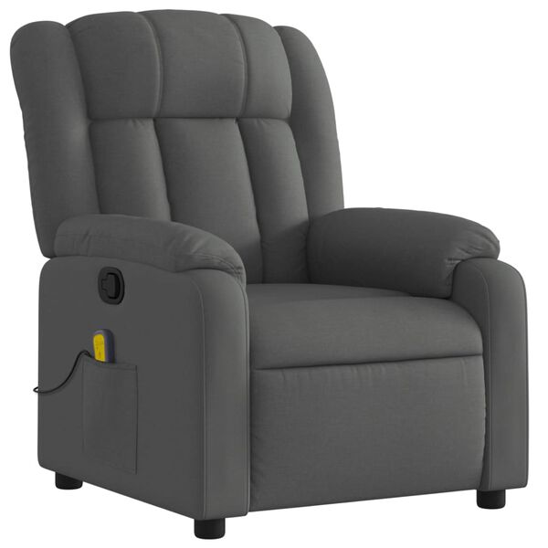 vidaXL Fauteuil de massage inclinable gris fonc&eacute; tissu
