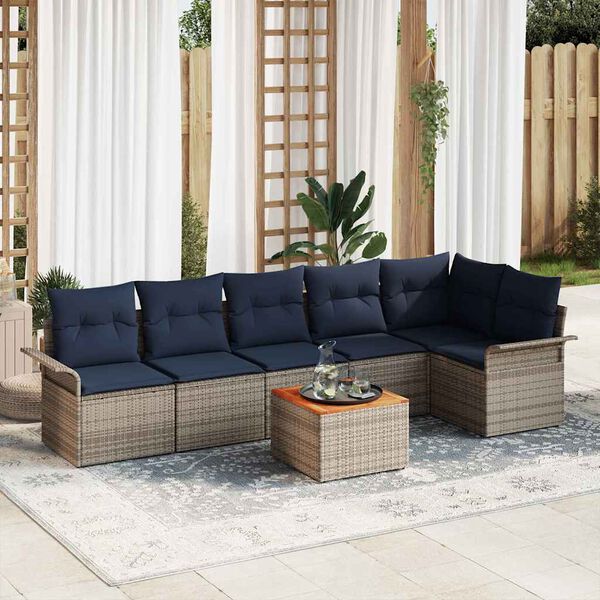 vidaXL Ensemble de canapé de jardin 7 pcs Gris Poly rotin