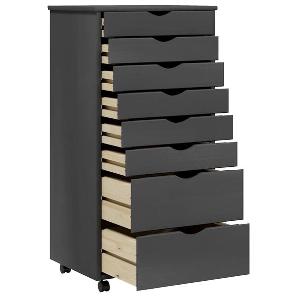vidaXL Armoire roulante avec tiroirs MOSS gris bois de pin solide