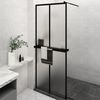 vidaXL Paroi de douche avec étagère Noir 80x195 cm Verre ESG&Aluminium