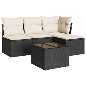 vidaXL Salon de jardin 5 pcs avec coussins noir r&eacute;sine tress&eacute;e