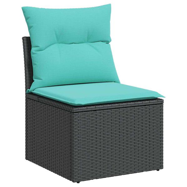vidaXL Salon de jardin 8 pcs avec coussins noir r&eacute;sine tress&eacute;e