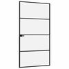 vidaXL Porte d'int&eacute;rieur Noir 102x201,5 cm Tremp&eacute; verre aluminium fin