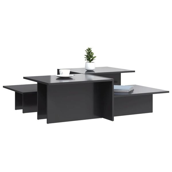 vidaXL Tables basses 2 pcs gris brillant bois d'ingénierie