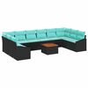 vidaXL Ensemble de canap&eacute; de jardin 11 pc Noir et turquoise