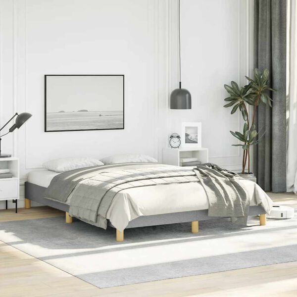 vidaXL Cadre de lit gris clair 137x190 cm tissu