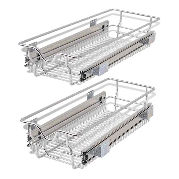 vidaXL Panier en treillis m&eacute;tallique 2 pcs 300 mm Argent&eacute;