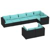 vidaXL Salon de jardin 8 pcs avec coussins noir r&eacute;sine tress&eacute;e