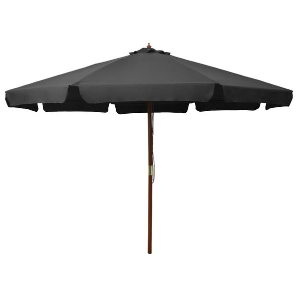 vidaXL Parasol d'ext&eacute;rieur avec m&acirc;t en bois 330 cm Anthracite