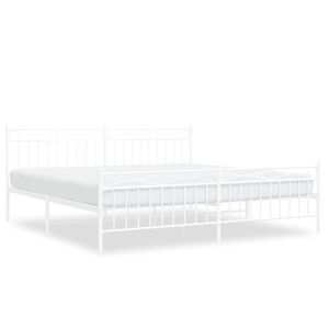 vidaXL Cadre de lit métal sans matelas et pied de lit blanc 193x203 cm