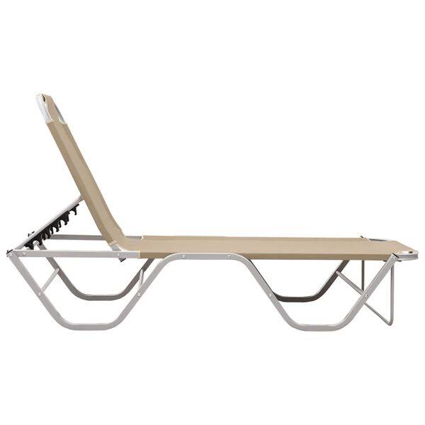 vidaXL Chaise longue aluminium et textilène crème