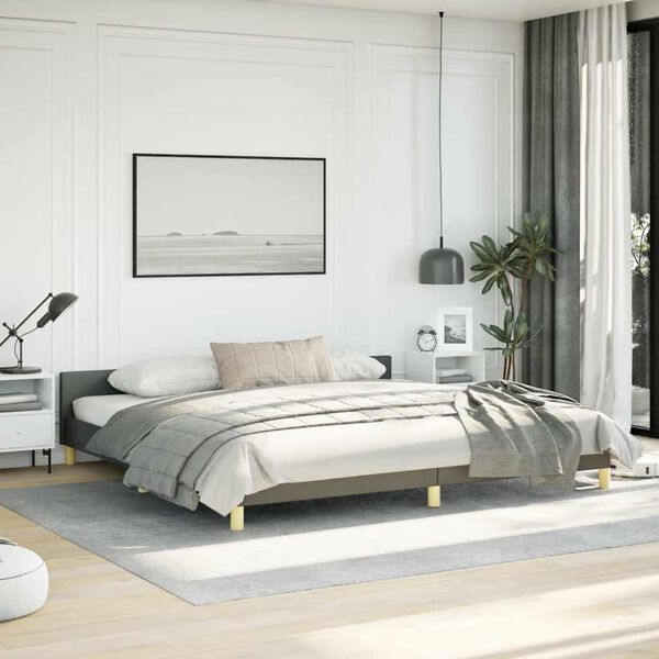 vidaXL Cadre de lit sans matelas gris foncé tissu